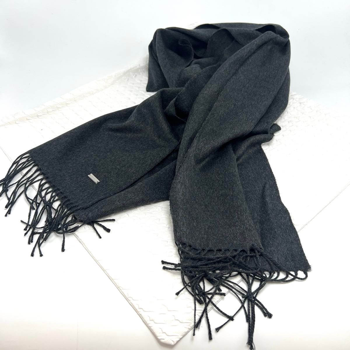 美品 DIOR HOMMEディオールオム シルク100％マフラー ダークグレー