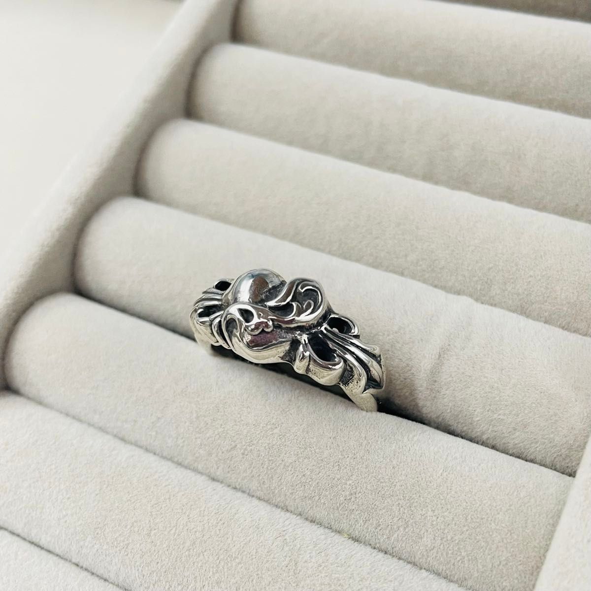 CHROME HEARTS クロムハーツ フローラルクロスハートリング シルバー