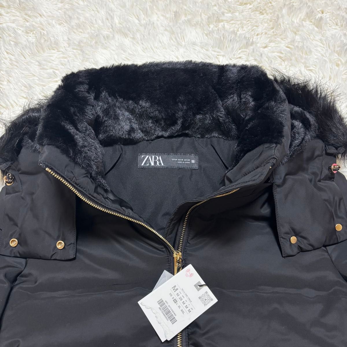 新品タグ付き】ZARA ザラ セミロング ファー ダウンコート ジャケット