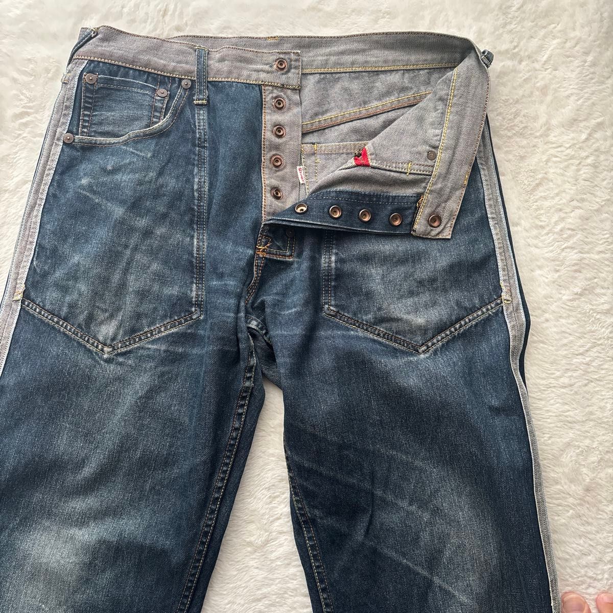 希少】 EVISU エビス 片カモメ リバーシブル デニムパンツ W32 マルチ