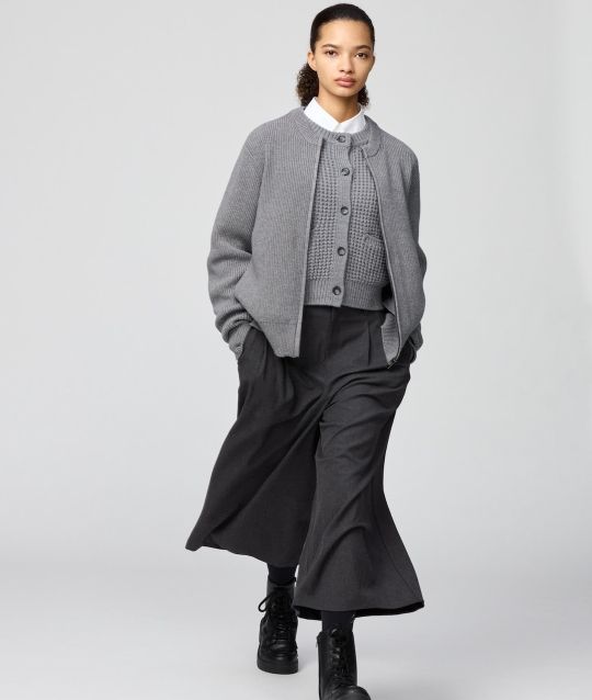 新品 UNIQLO C ユニクロ クルーネックフルジップカーディガン LL