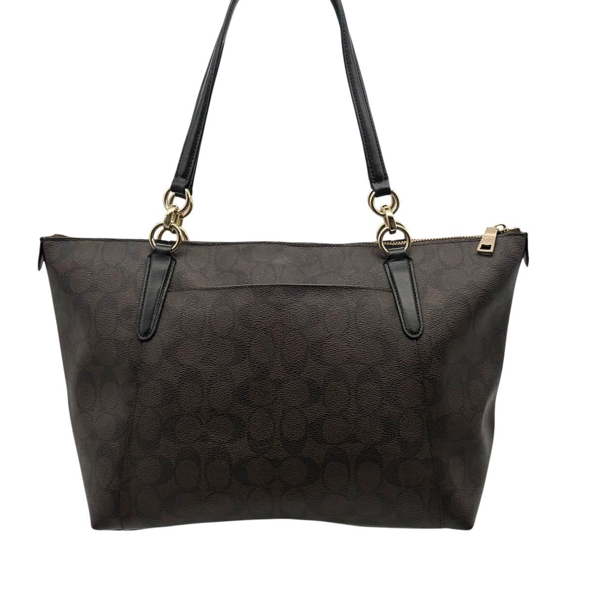 COACH コーチ シグネチャー PVC レザー A4収納 肩掛け トートバッグ