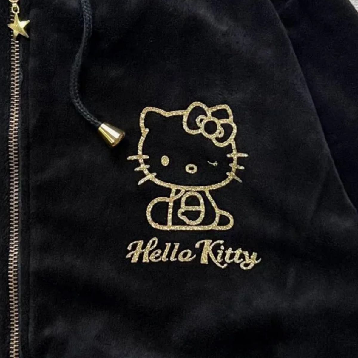 ハローキティ キティちゃん ベロア調上下セットアップ パーカー