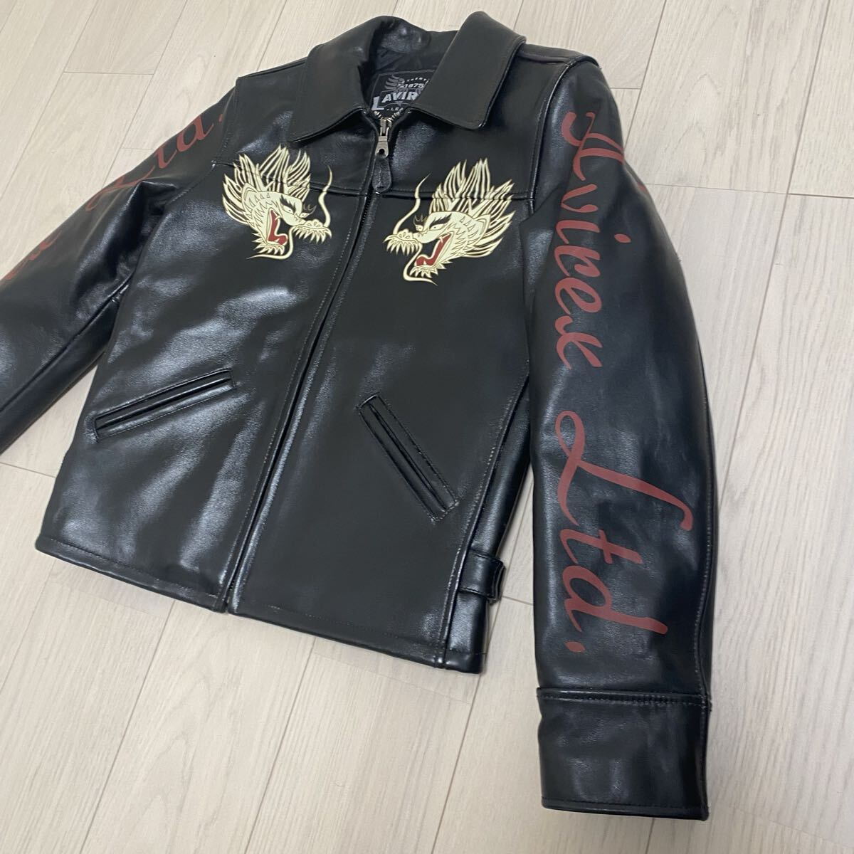 AVIREX アヴィレックス ラムレザー ライダースジャケット ドラゴン 龍