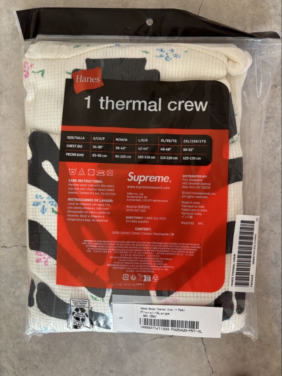 XL）25aw Supreme Hanes Bones Thermal Crew (1 Pack) Floral 未使用品