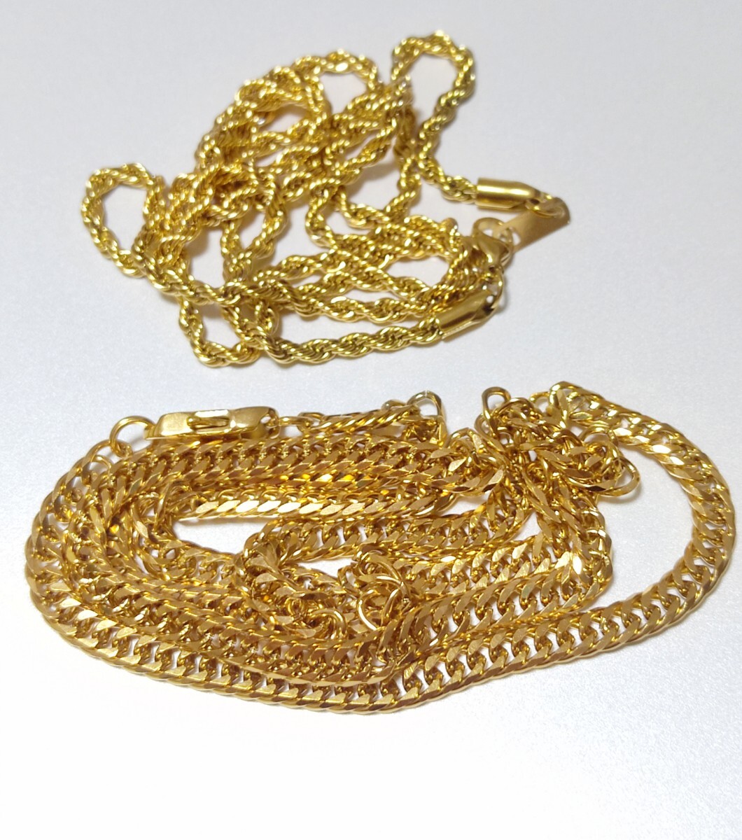 中古品 遺品整理 金色 ネックレス チェーン 2本 まとめ 18K 刻印
