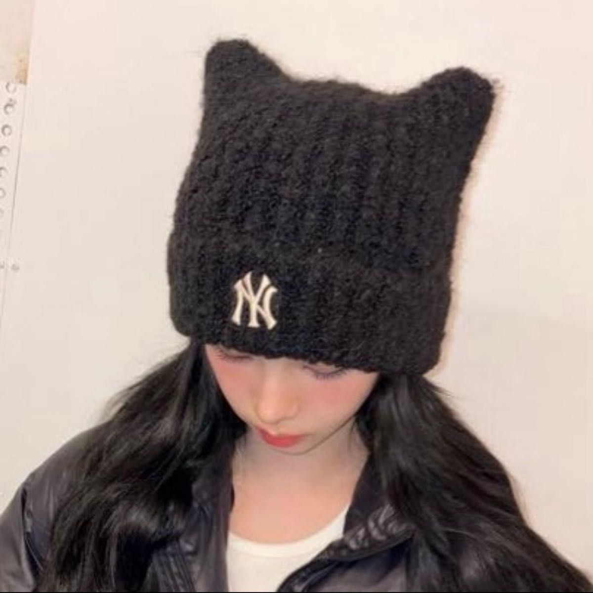 大人気 カリナ着用 韓国限定 新品未使用 MLB KOREA 猫耳 ビーニー