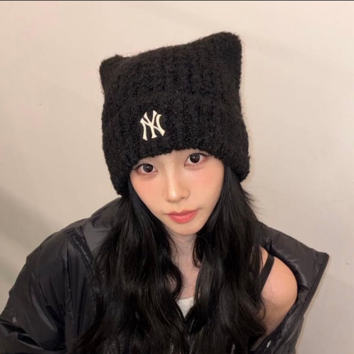 大人気 カリナ着用 韓国限定 新品未使用 MLB KOREA 猫耳 ビーニー