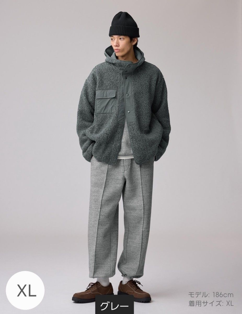 新品未使用 XL GRAY 完売 GU ボアフリーススナップパーカ ENGINEERED