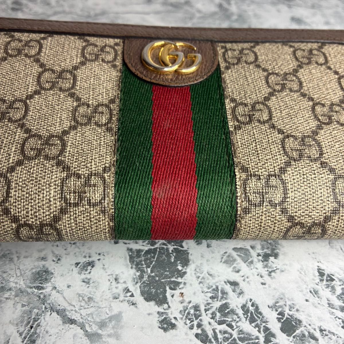 GUCCI グッチ 長財布 ラウンドファスナー GGスプリーム シェリーライン