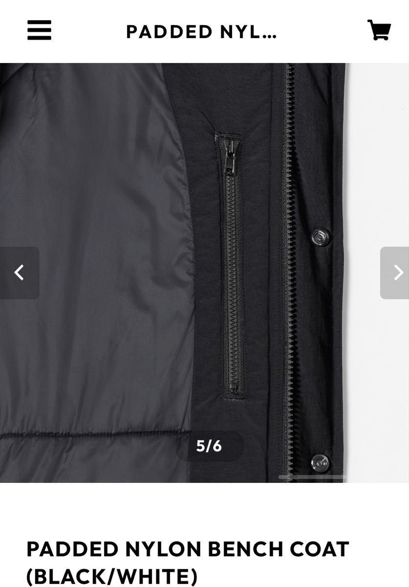 ENNOY Padded Nylon Bench Coat Black/White XL｜Yahoo!フリマ（旧