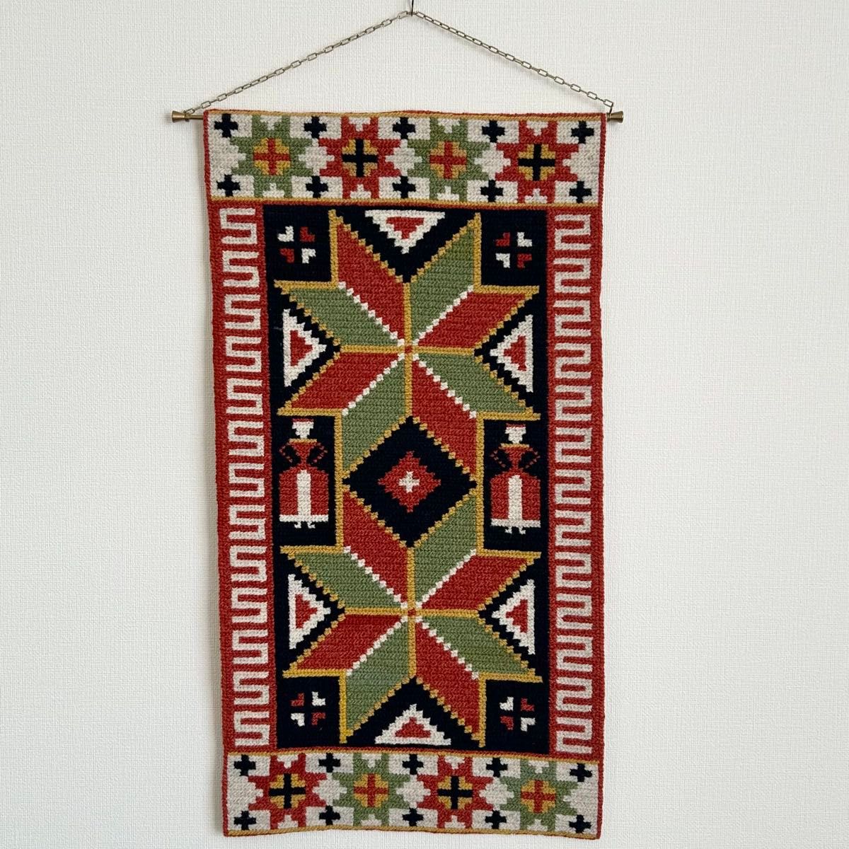 北欧ヴィンテージ ツヴィスト刺繍 タペストリー 壁掛け スウェーデン