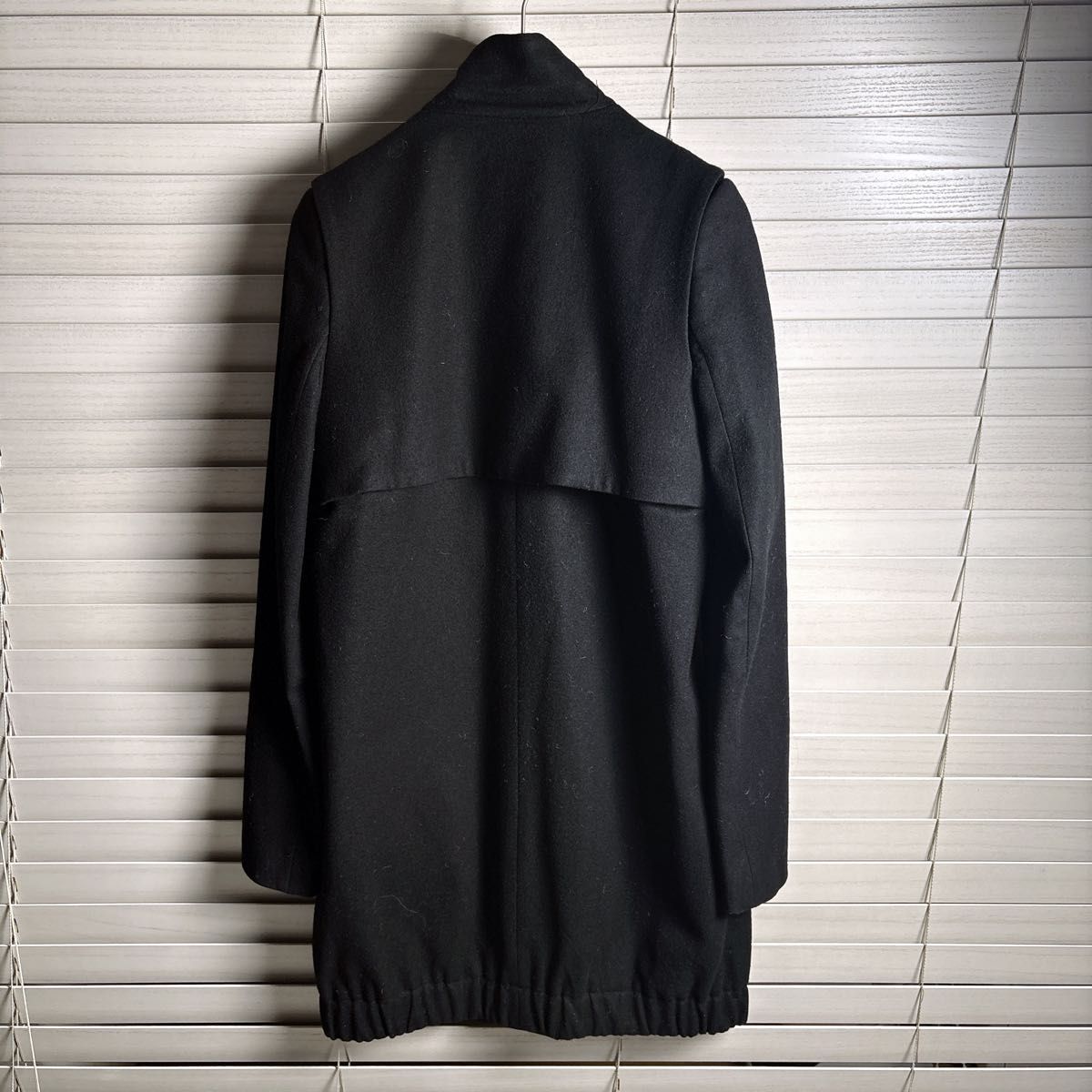 HELMUT LANG ウール スタンドカラーコート ロング ブラック 比翼