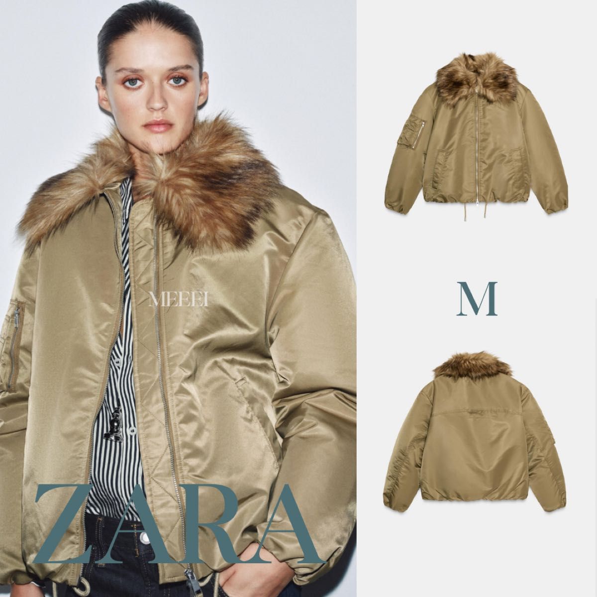 ZARA ボンバージャケット フェイクファー M 新品｜Yahoo!フリマ（旧