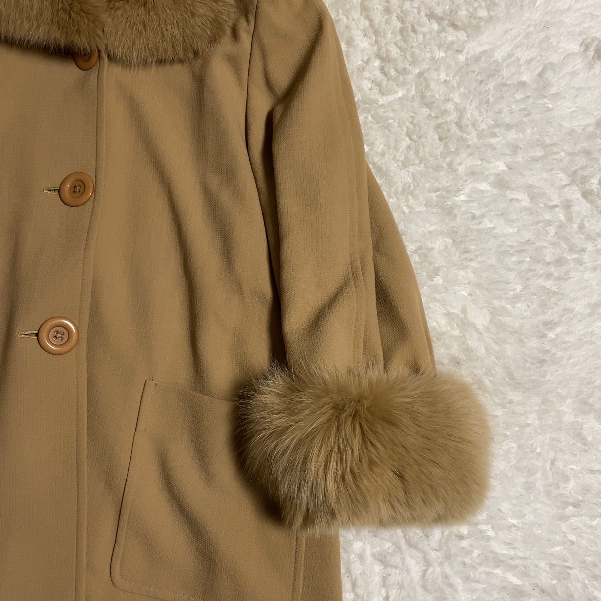 少美品 FOXEY ロングコート 2way フォックスファー キャメル F｜Yahoo