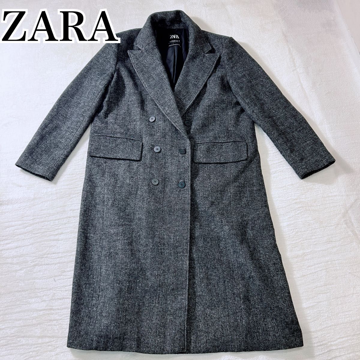 ZARA ザラ チェスターコート ロングコート コートヘリンボーンダブル