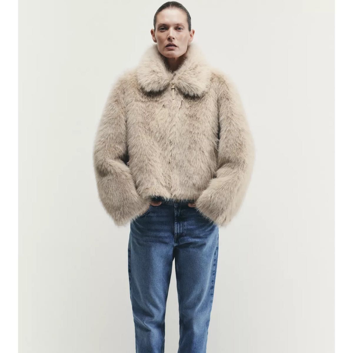 タグ付き新品 ZARAのダブルフェイスフェイクファージャケット XSサイズ