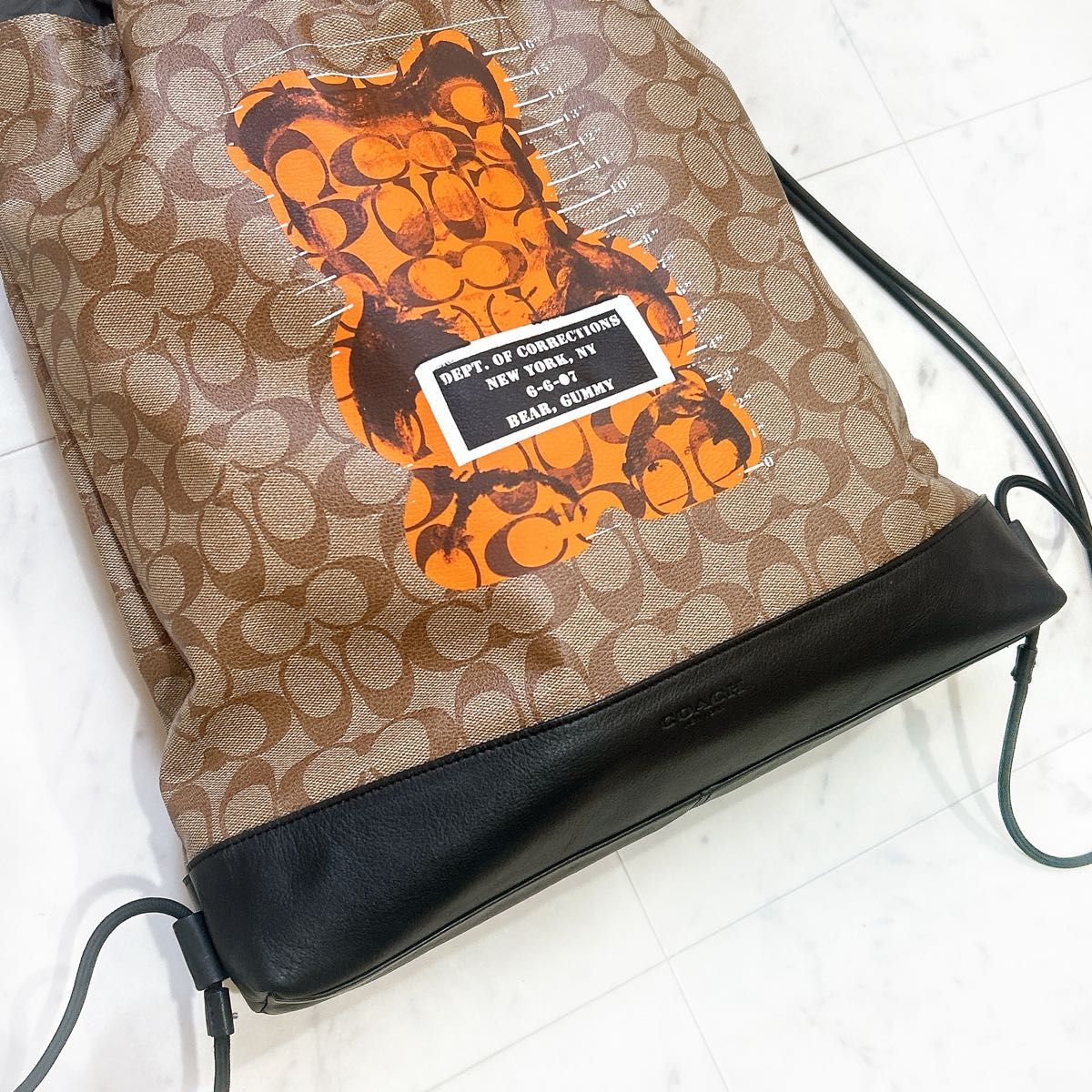 美品 COACH コーチ シグネチャー ガミーベア 2WAY ナップサック トート