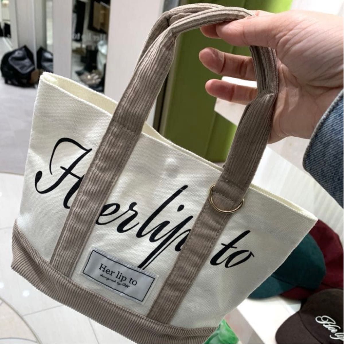 新品未使用 herlipto HLT mini tote ルミネ トートバッグ アイボリー