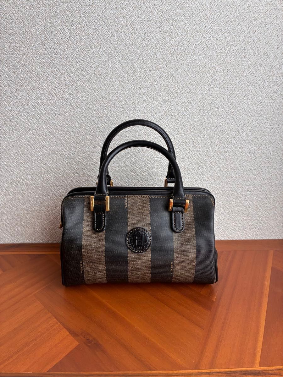 FENDI フェンディ ペカン柄 ミニボストン ボストン バッグ PVC レザー