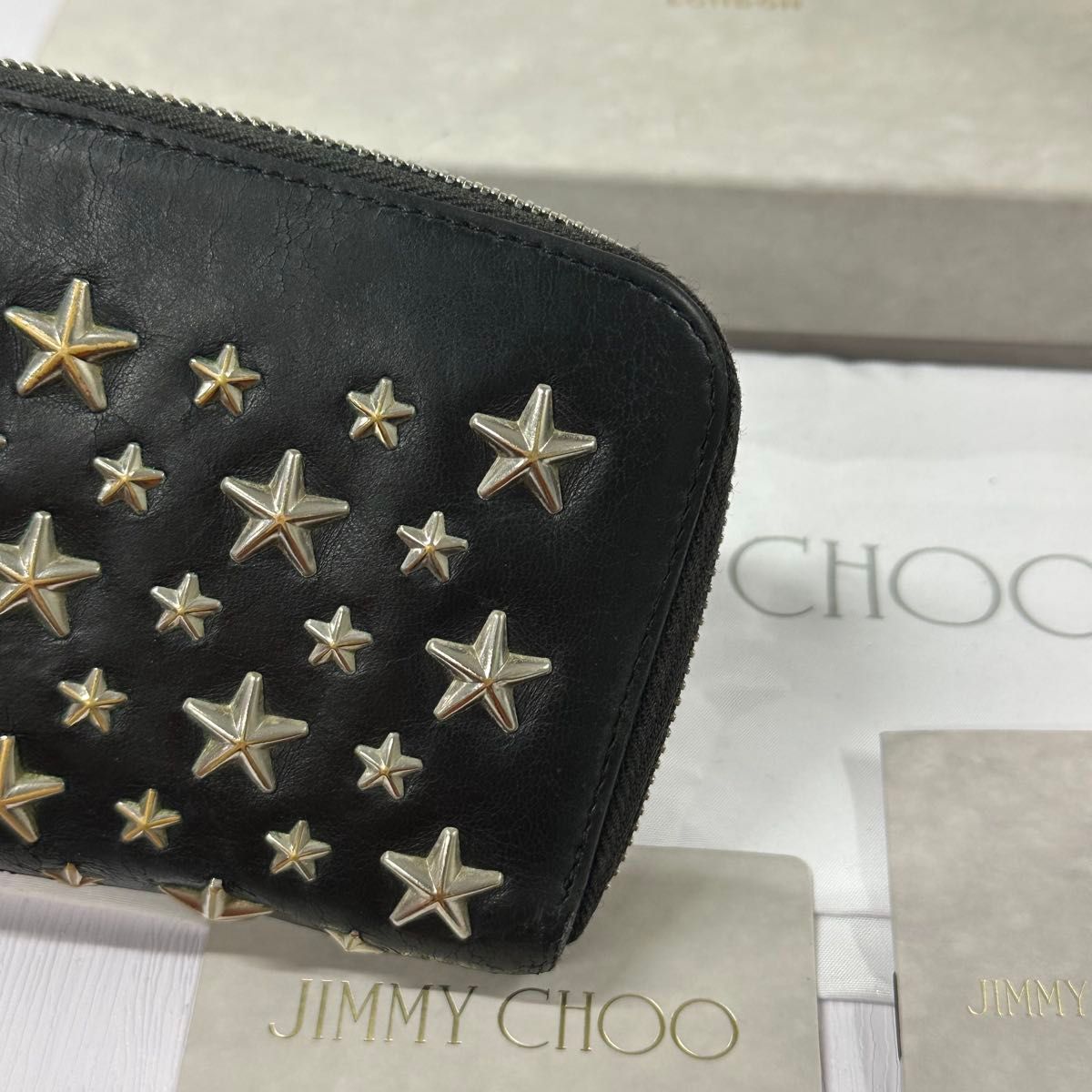 新品同様 ジミーチュウ JIMMYCHOO 財布 長財布 スター スタッズ