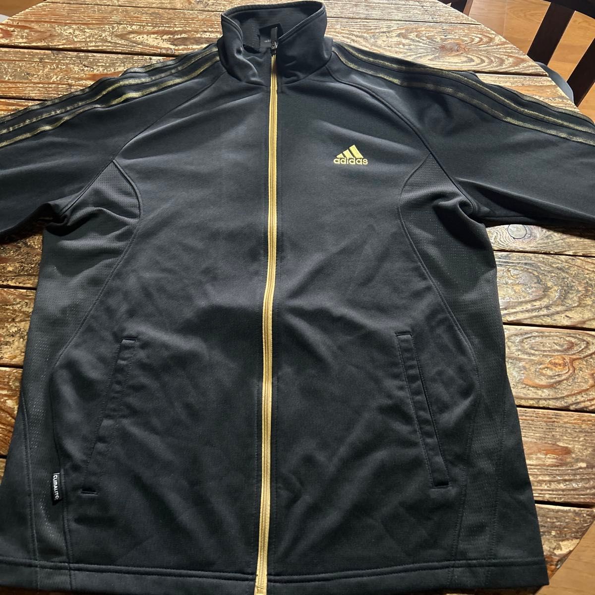 adidas アディダス ジャージ セットアップ 上下セットブラック金3本