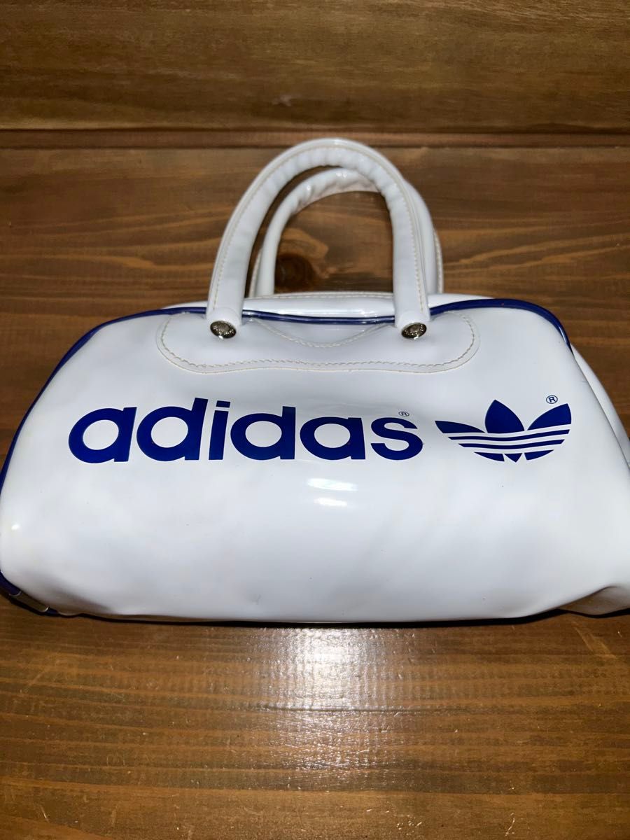 80's adidas アディダス ミニボストンバッグ エナメル ホワイト