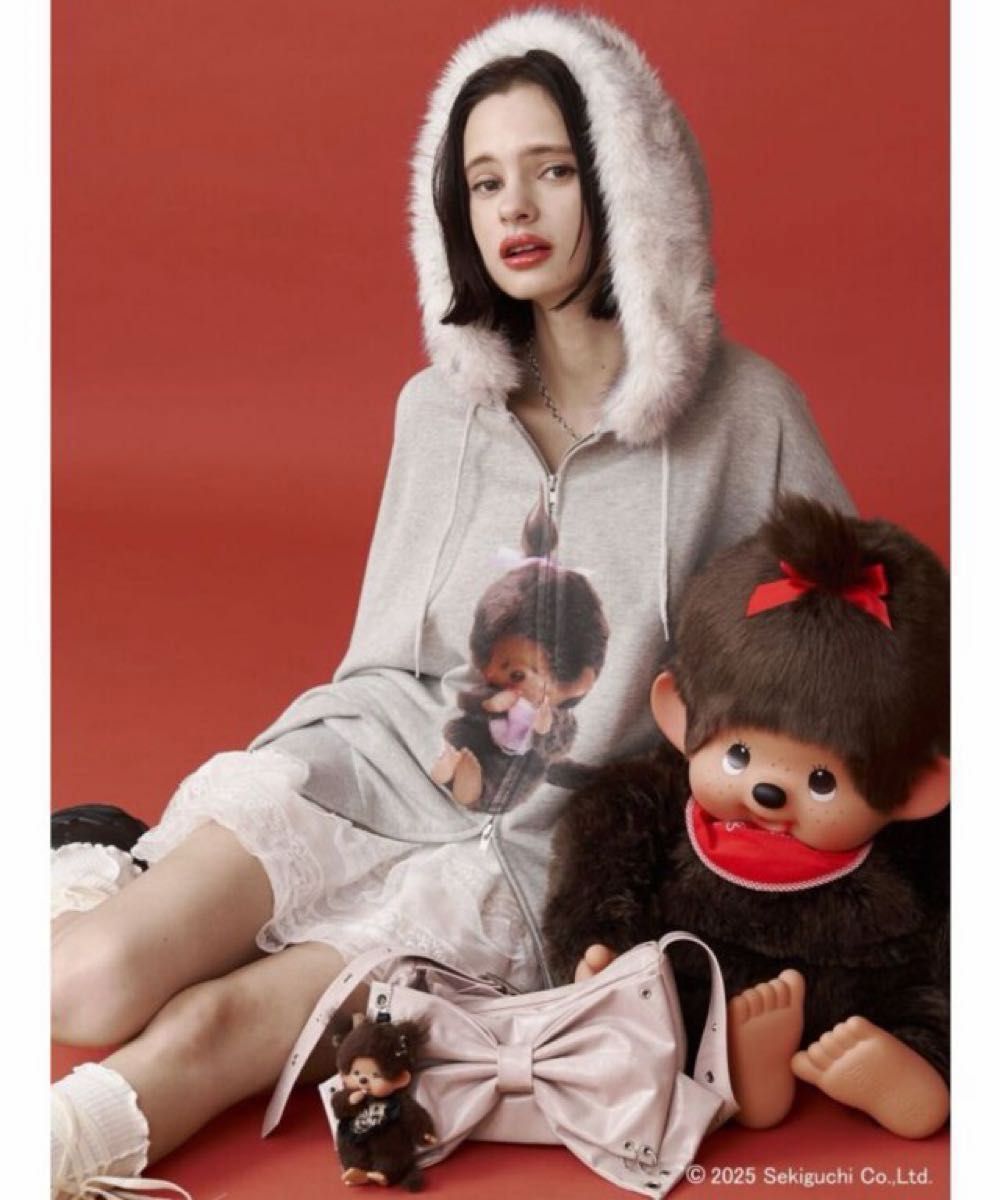monchhichi×jouetie ファードッキングZIPフーディ グレー モンチッチ