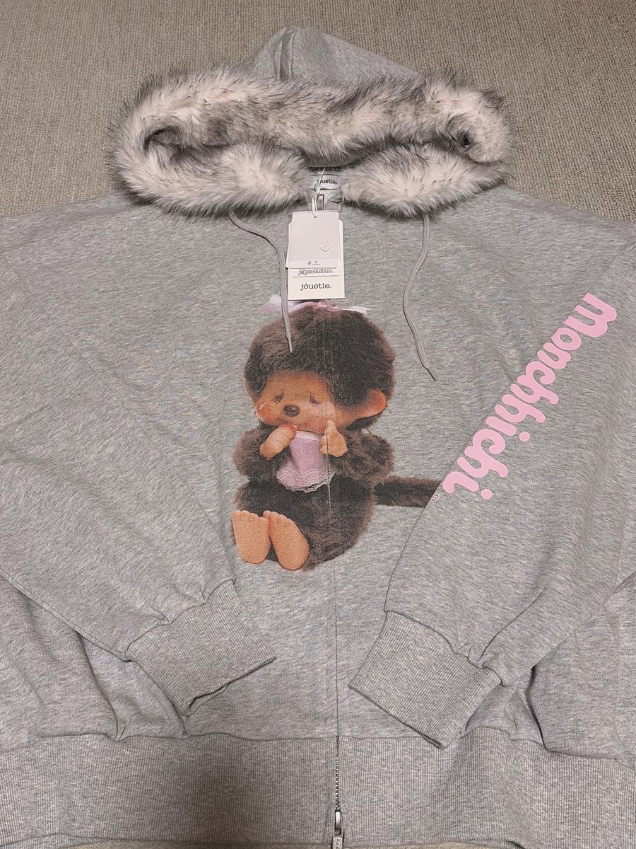 monchhichi×jouetie ファードッキングZIPフーディ グレー モンチッチ