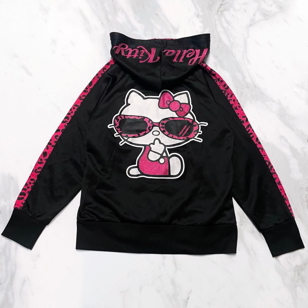 y2k 平成ギャル HELLO KITTY 黒ピンクヒョウ柄キティパーカー 姫