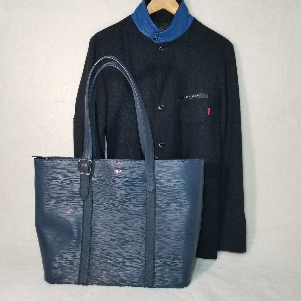 美品 大容量 シボ革 TAKEO KIKUCHI レザートートバッグ タケオキクチ