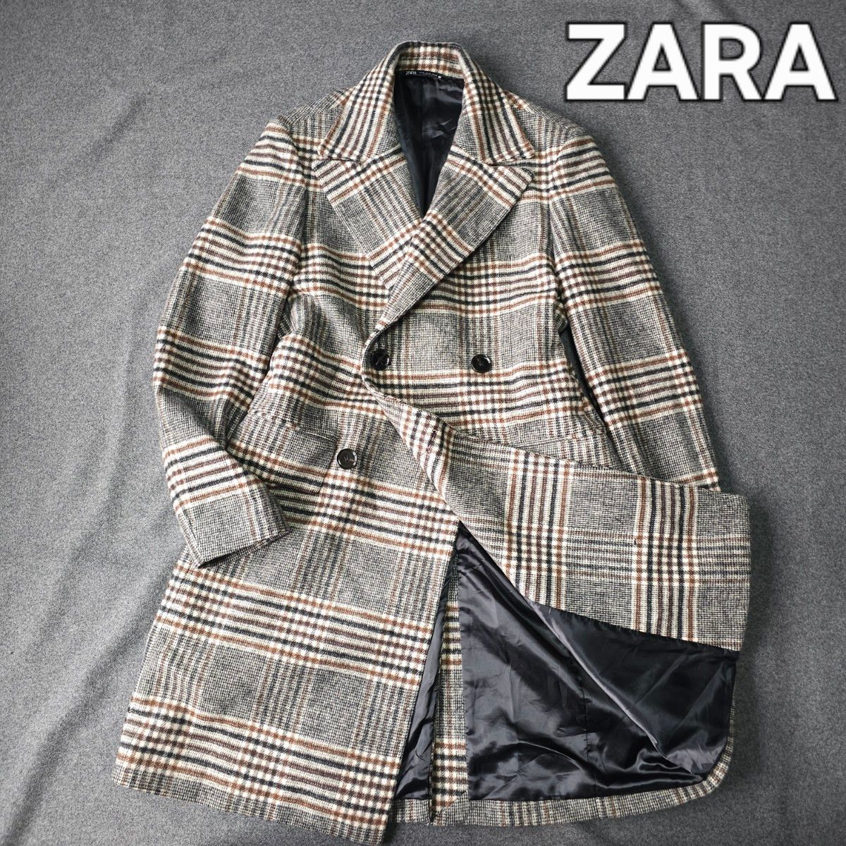 ZARA ザラ 秋冬 グレンチェック チェック柄 羊毛 ウール ダブル