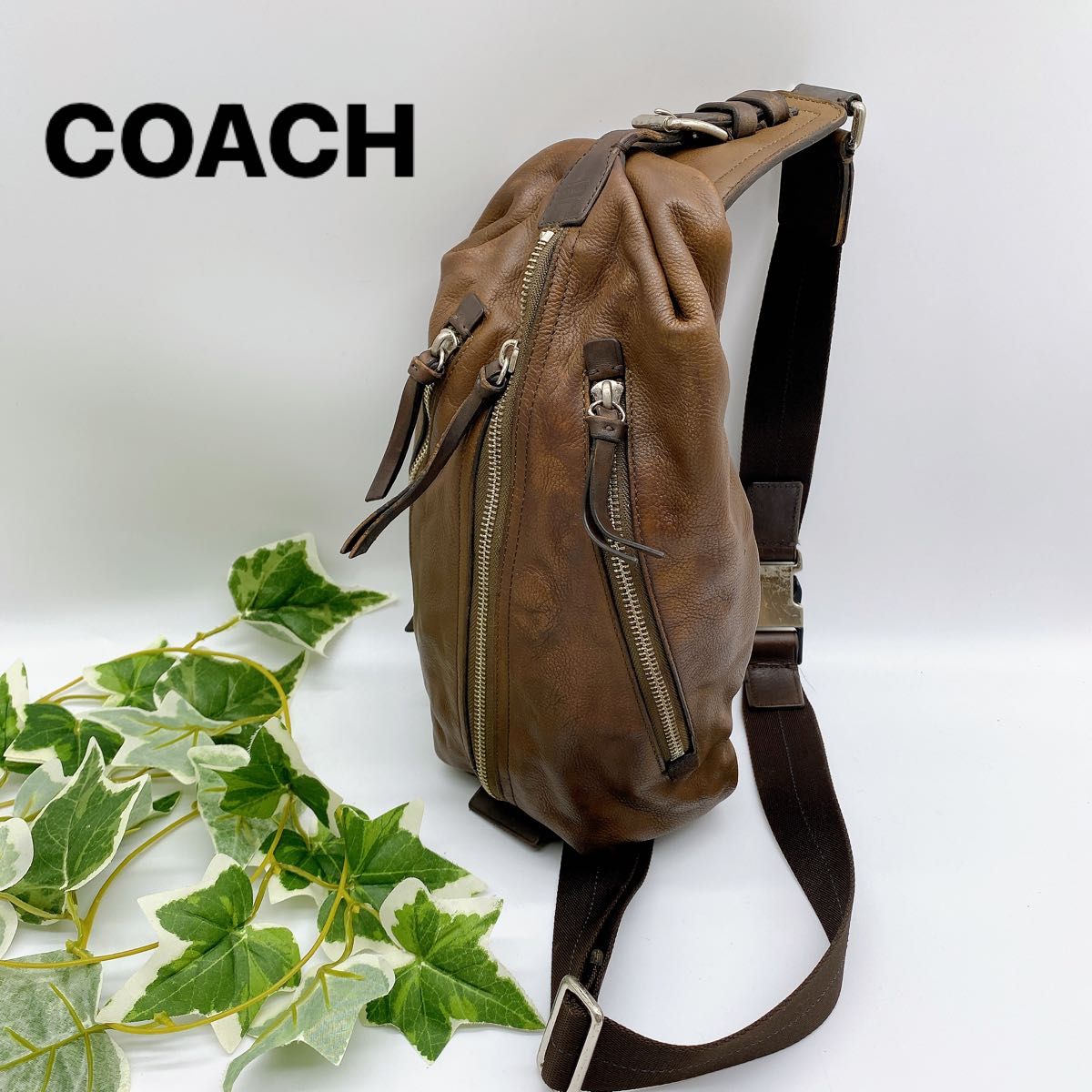 COACH ブラウン レザー ボディバッグ Coach ボディバッグ・ウエスト