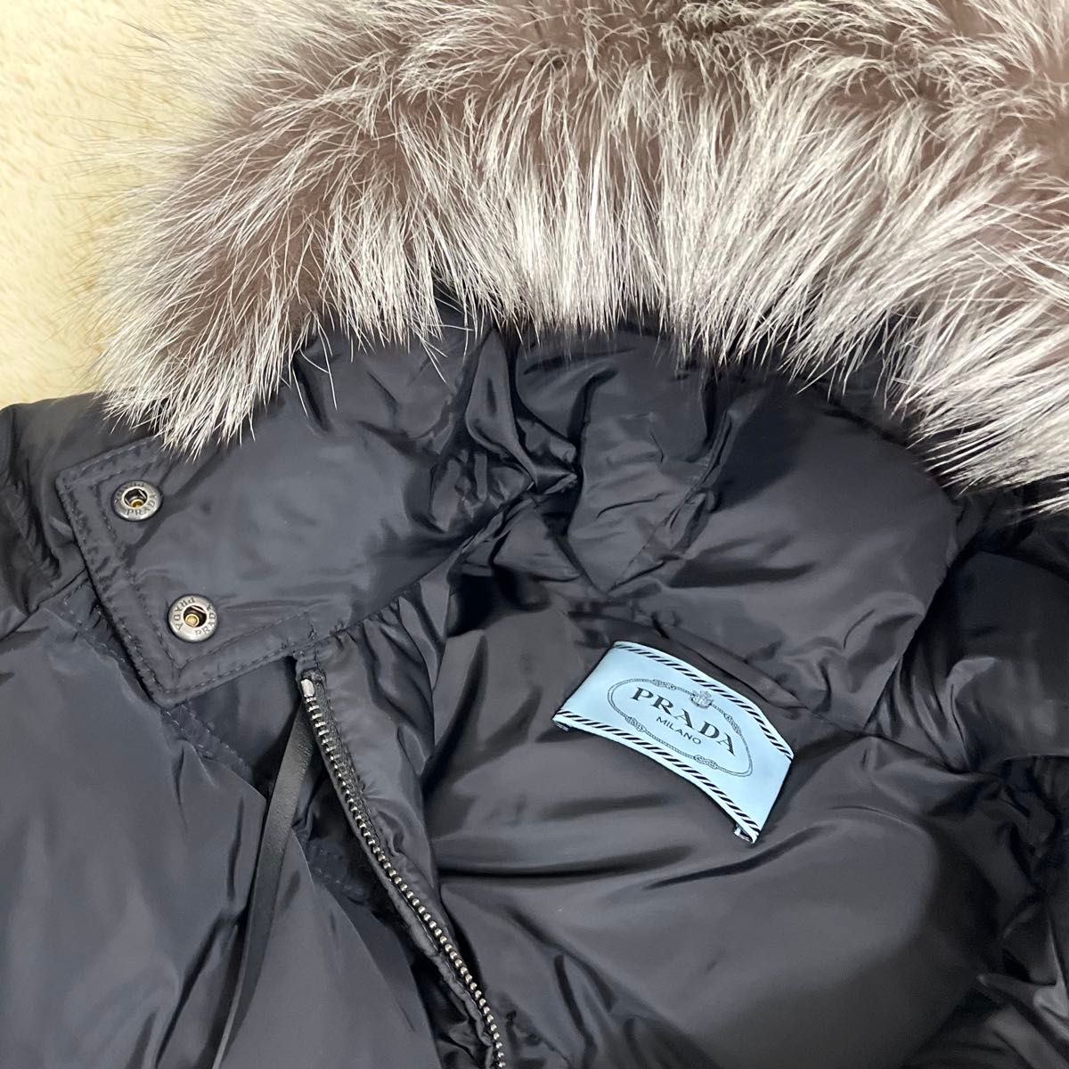 極美品』PRADA プラダ フォックスファー ダウンジャケット 40 ブラック