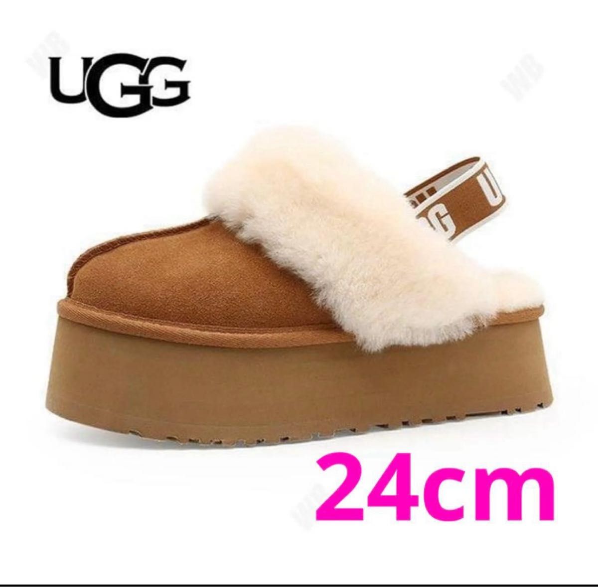 ugg ファンケット 24cm 厚底ムートン スリッポン チェスナット