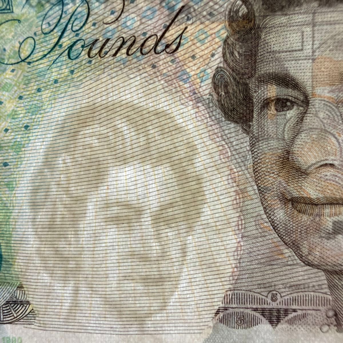 旧紙幣】 イギリス 5ポンド札 エリザベス女王 コレクション用 折れなし