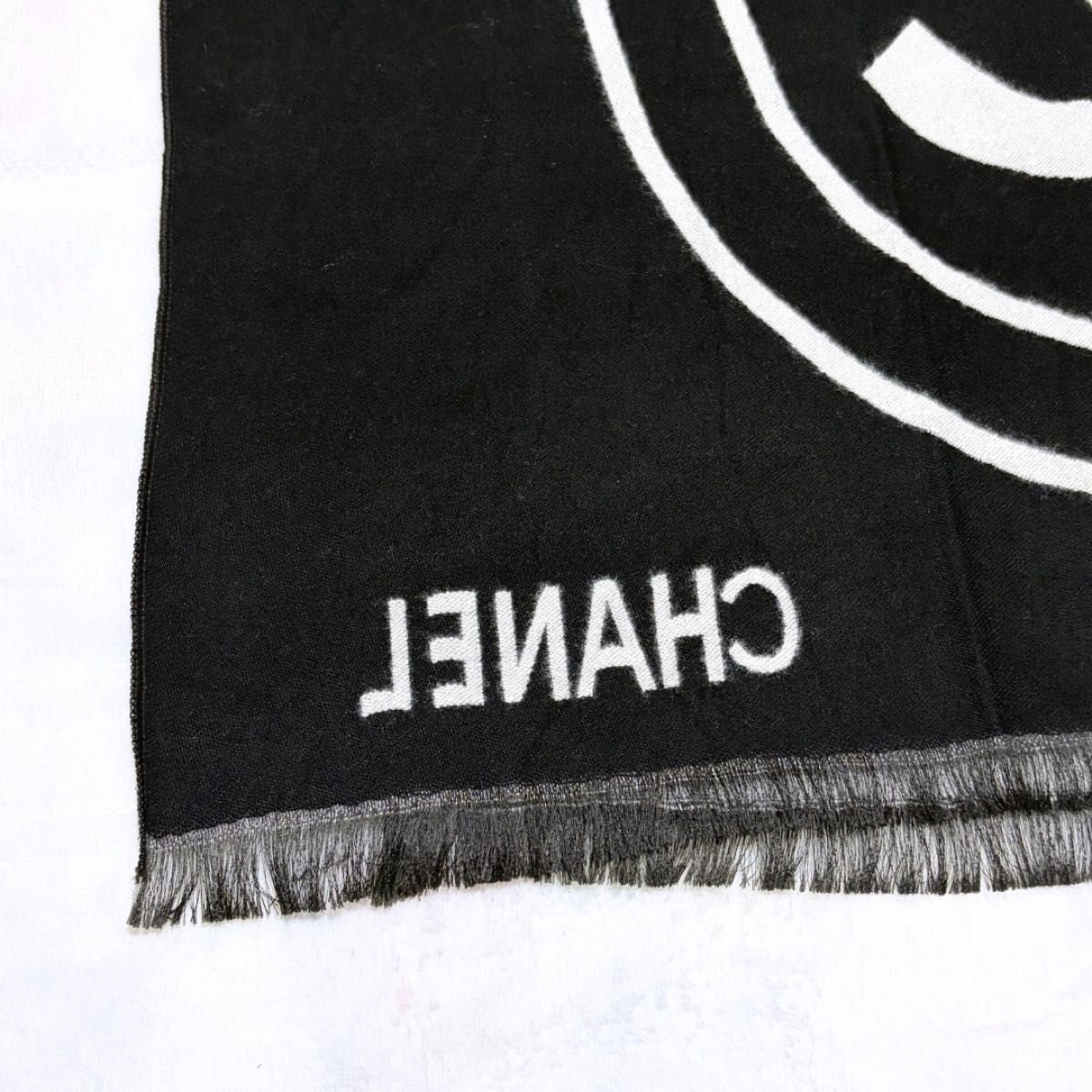 新品 CHANEL シャネル ストール ノベルティ 白 黒 カシミヤ マフラー