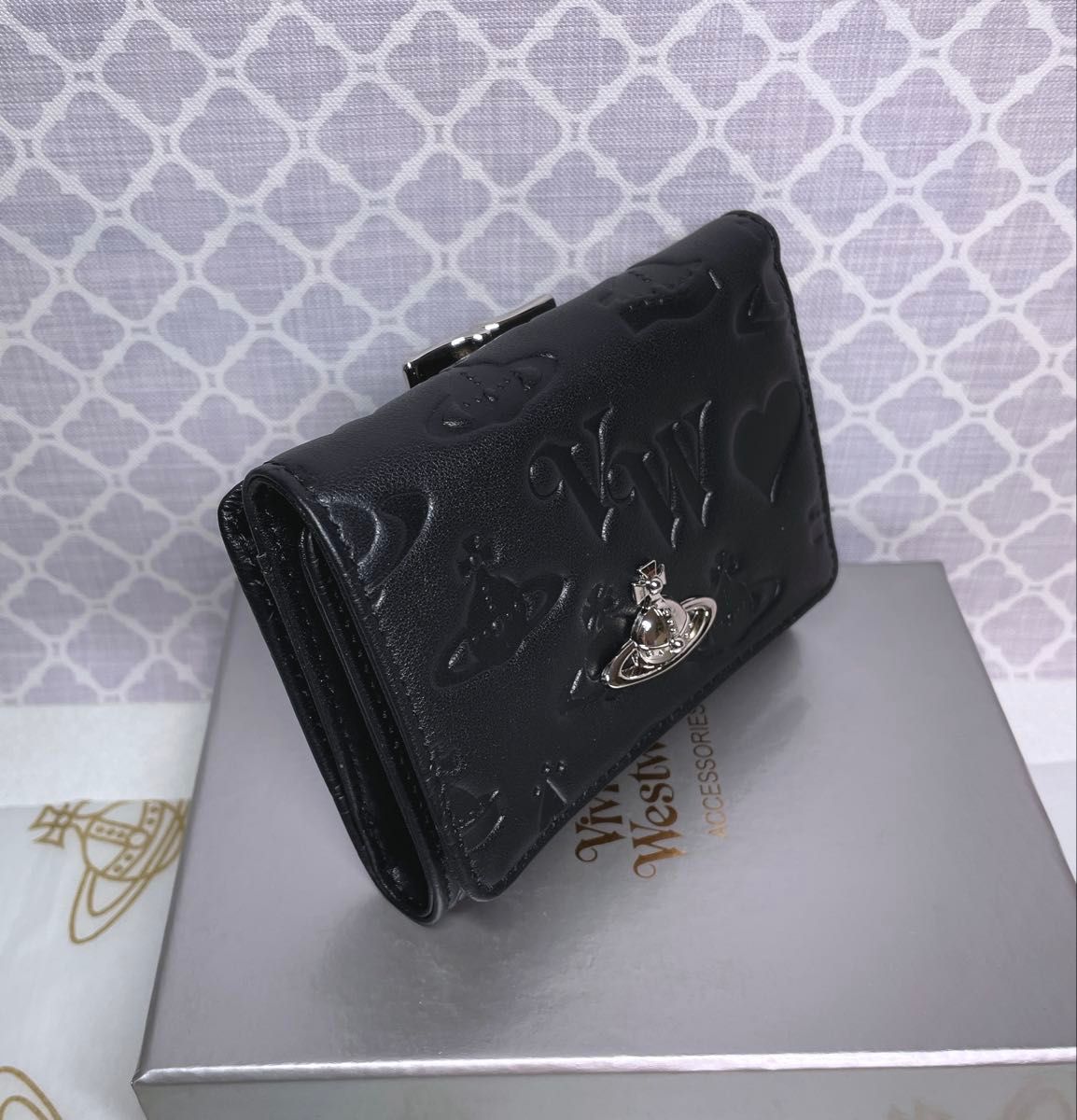 最新作 ショッパー付】Vivienne Westwood 3つ折り財布 ブラック マット