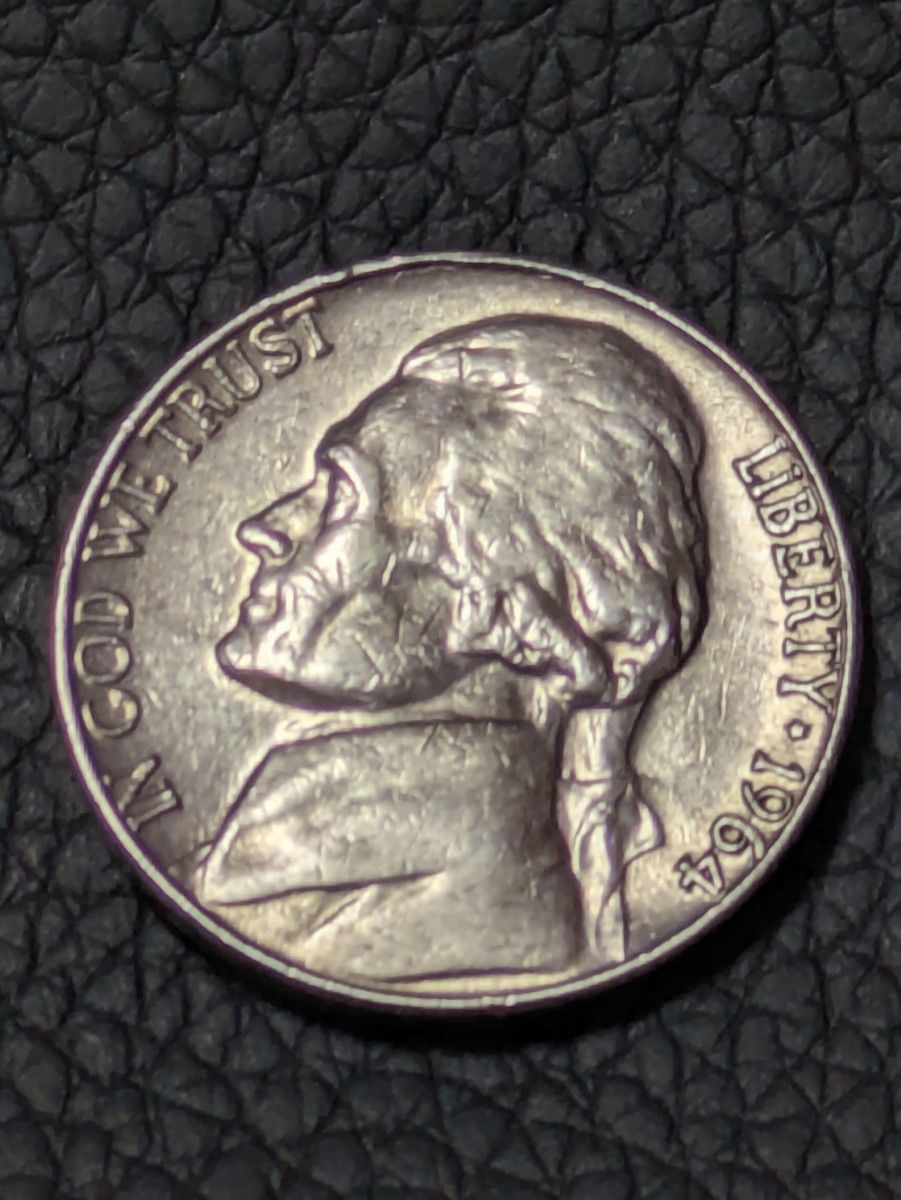 アメリカ 1964年 ジェファーソンニッケル硬貨 5セント コイン IN GOD