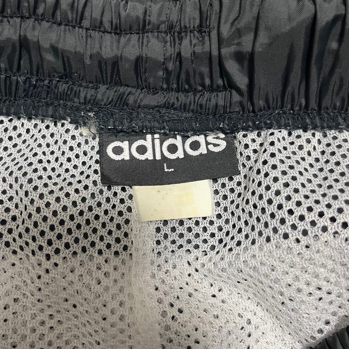 90s adidas 極太 バギー ナイロントラックパンツ ブラック 黒 サイド