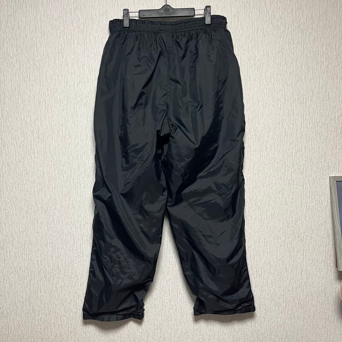 90s adidas 極太 バギー ナイロントラックパンツ ブラック 黒 サイド