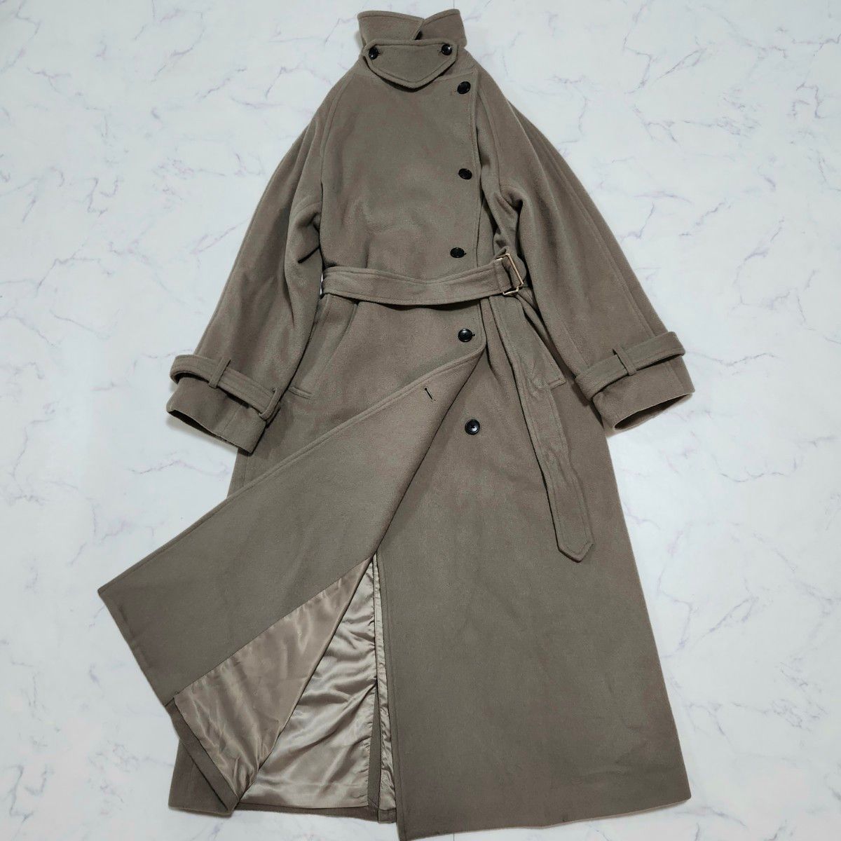 美品/23AW anuans アニュアンス ウールトレンチコート ロング ウエスト