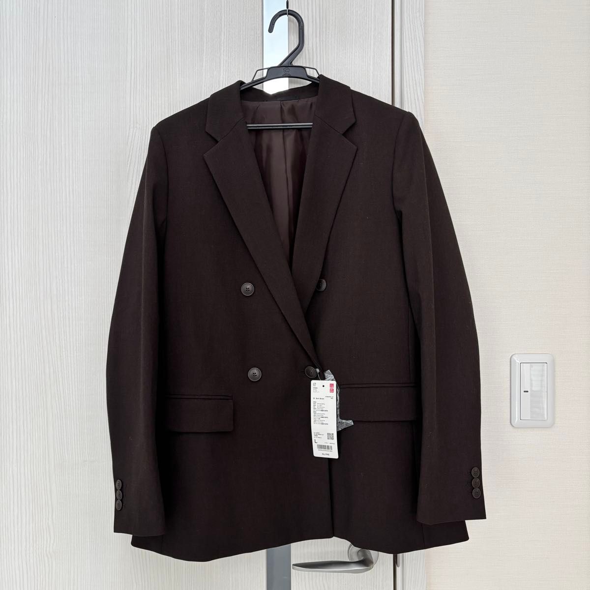 新品未使用】 UNIQLO ユニクロ ダークブラウン ダブルジャケット L 茶