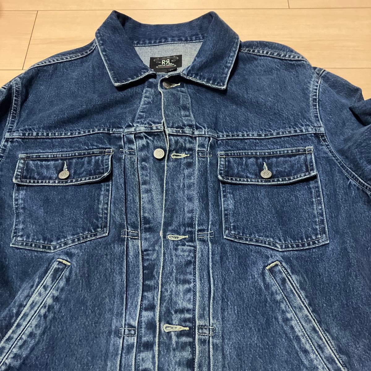 XL 90's RRL 三ツ星タグ USA製 デニムトラッカージャケット シンチ
