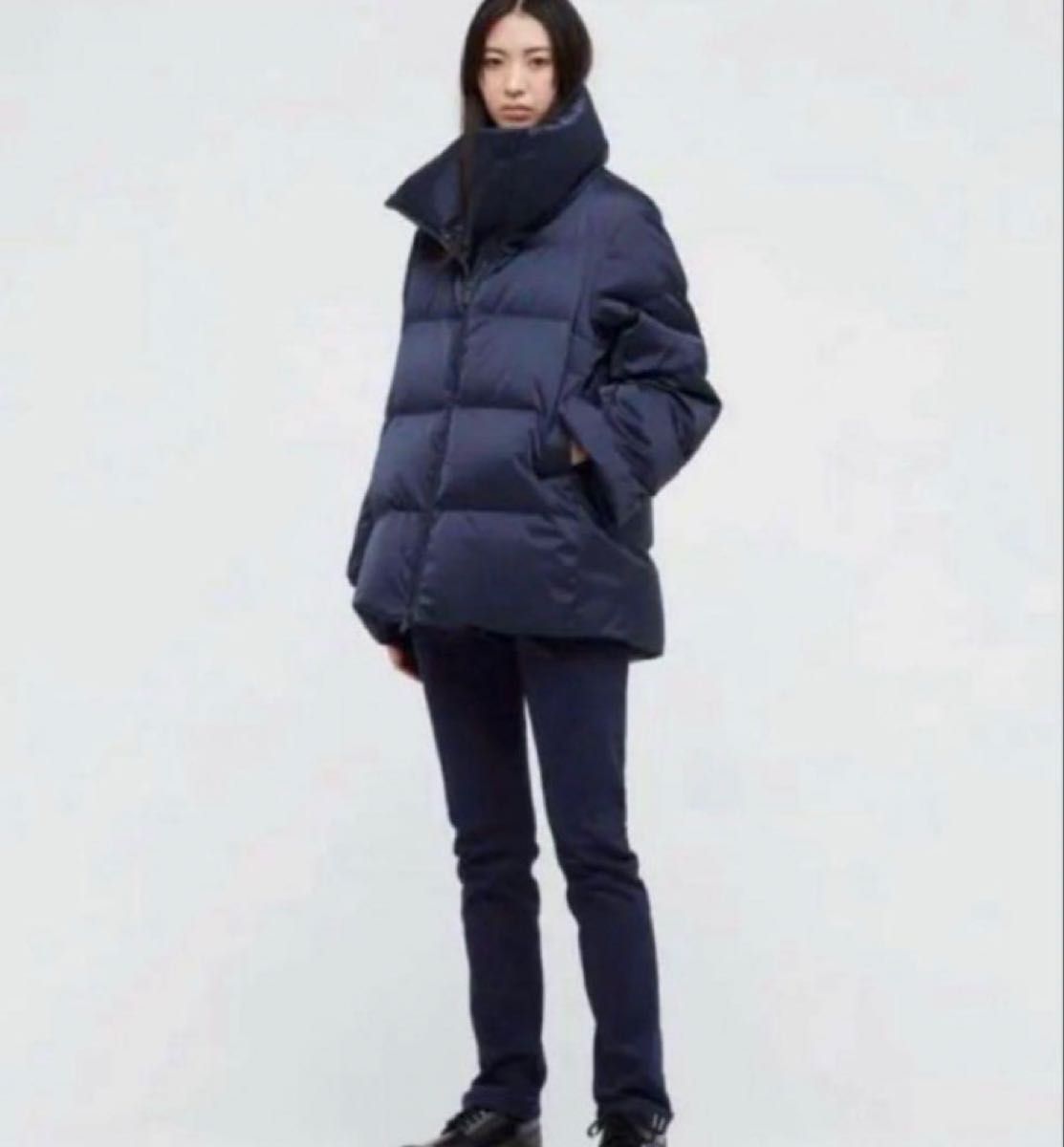 美品】UNIQLO +J ダウンボリュームジャケット ネイビー M ユニクロ＋J