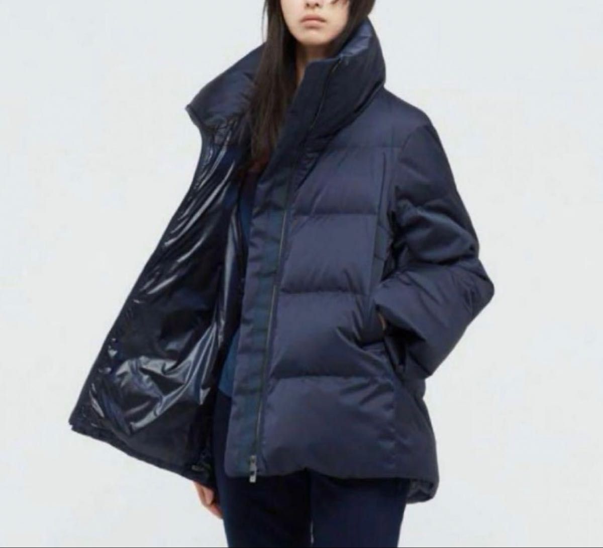 美品】UNIQLO +J ダウンボリュームジャケット ネイビー M ユニクロ＋J