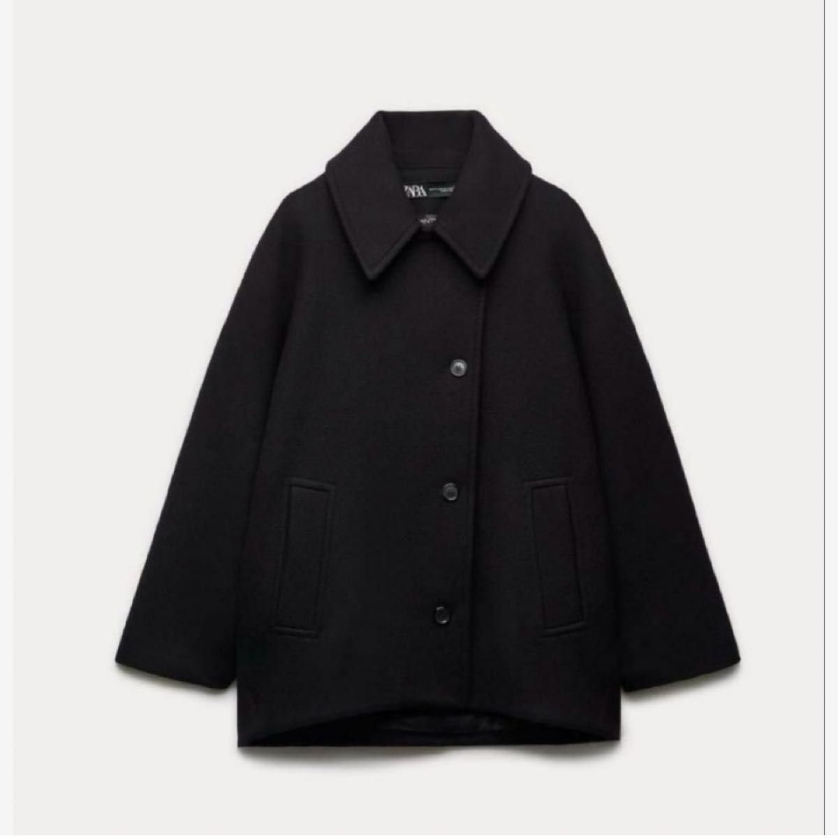 新品 ZARA ザラ クロップドMANTECOウールコート ブラック｜Yahoo