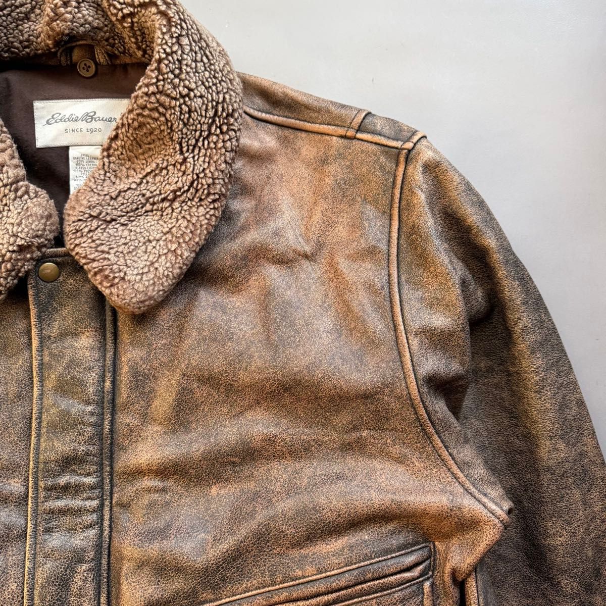 90s Eddie Bauer エディーバウアー 白タグ レザージャケット A-2型 本