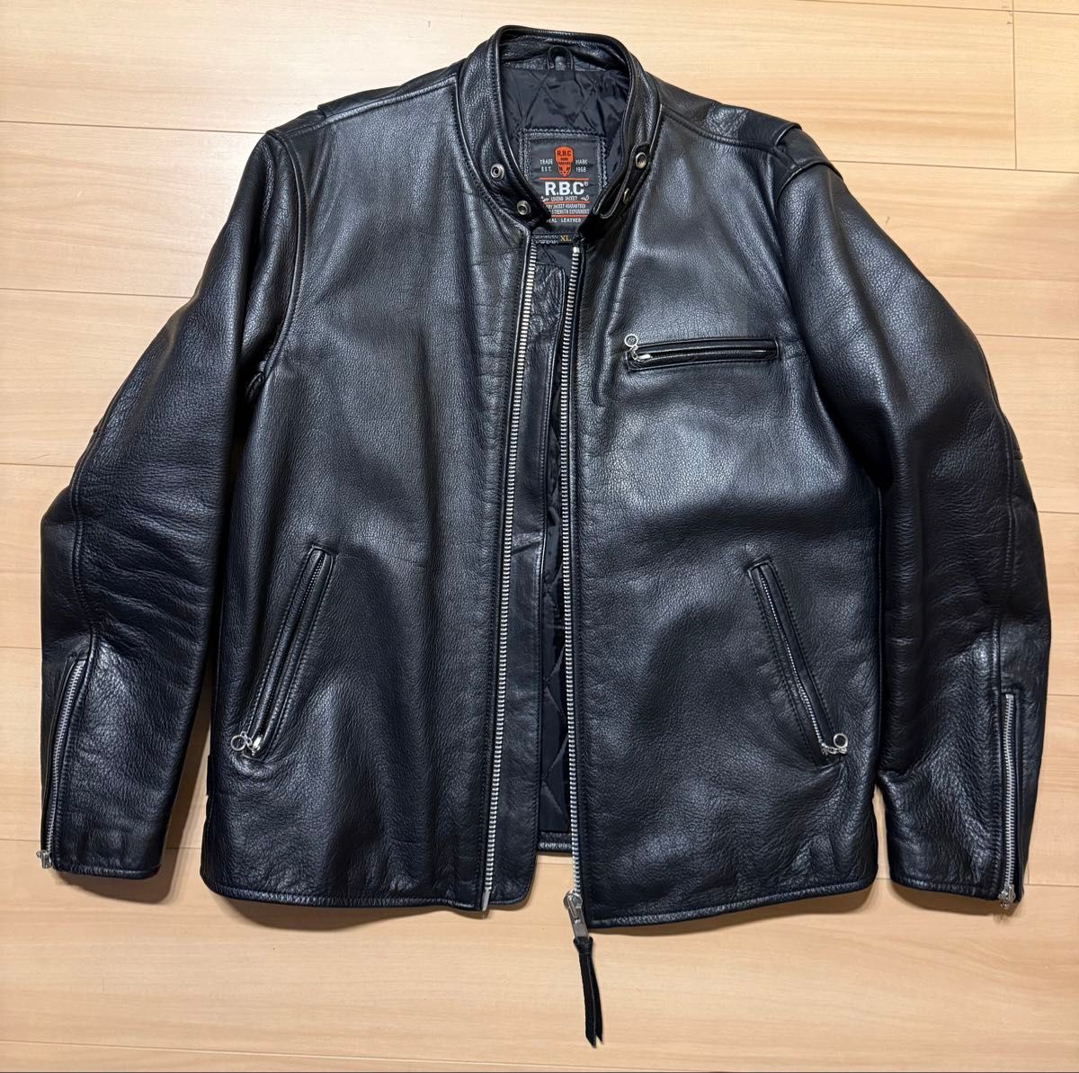 R B C シングルライダースジャケット レザージャケット ブラック XL