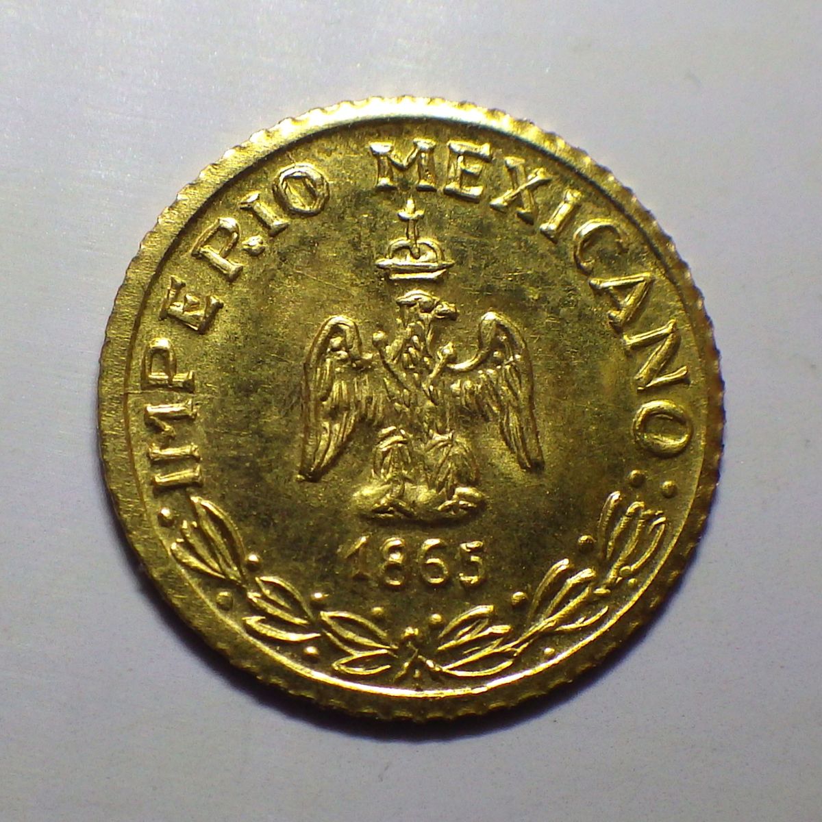 メキシコ 1ペソ金貨 マクシミリアン皇帝 1865年 品位8k アンティーク